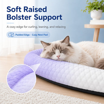 Paws in Awe Cool-Touch Gradient Pet Cooling Bed for Summer Naps - Breathable Bolster Rest Mat for Cats & Small Dogs image 3