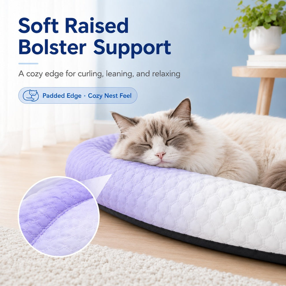 Paws in Awe Cool-Touch Gradient Pet Cooling Bed for Summer Naps - Breathable Bolster Rest Mat for Cats & Small Dogs image 3