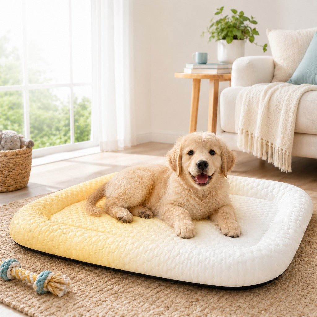 Paws in Awe Cool-Touch Gradient Pet Cooling Bed for Summer Naps - Breathable Bolster Rest Mat for Cats & Small Dogs image 12