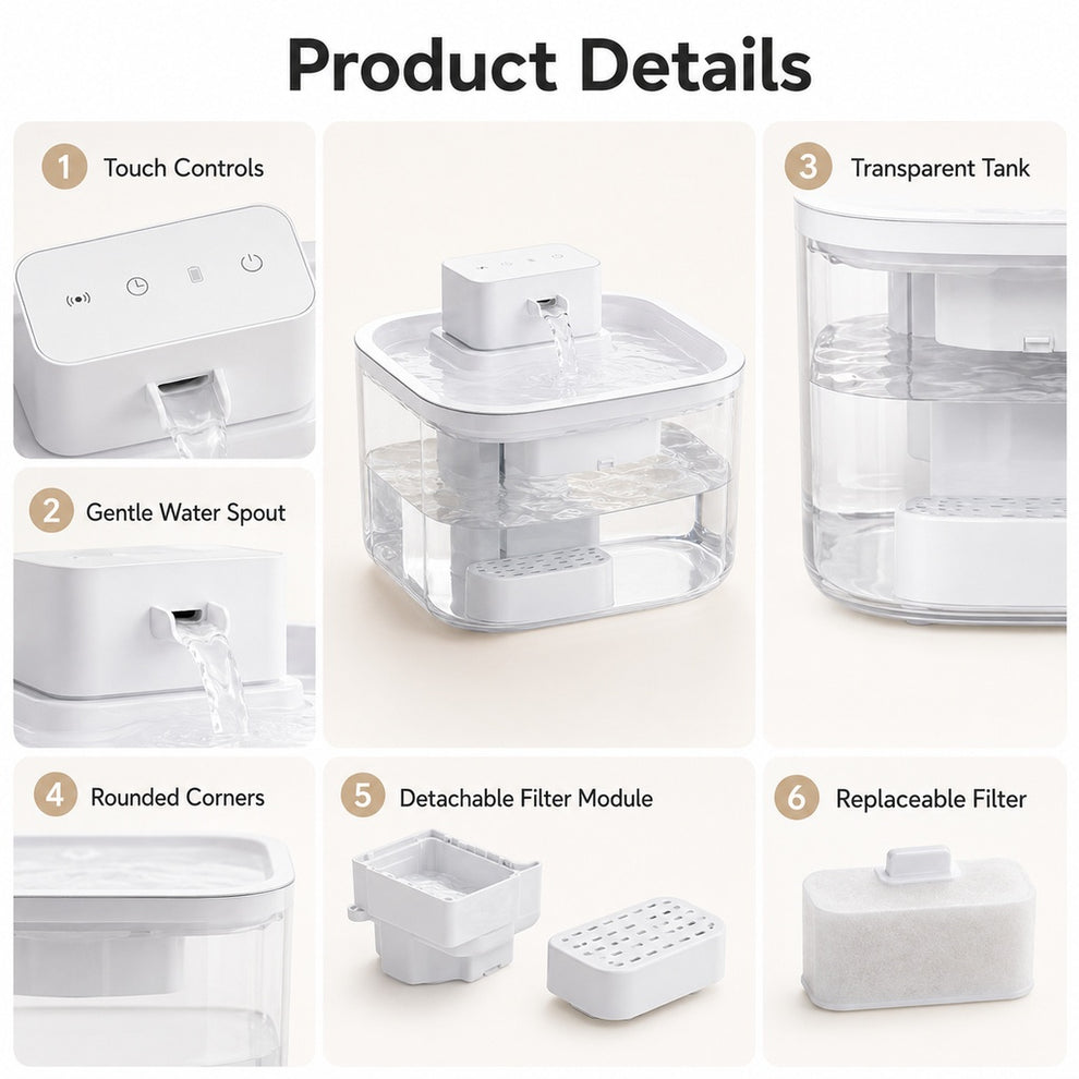 Paws in Awe Cordless Motion Sensor Cat Water Fountain for Any Room - 3.1L Fresh Water Without Cords image 8
