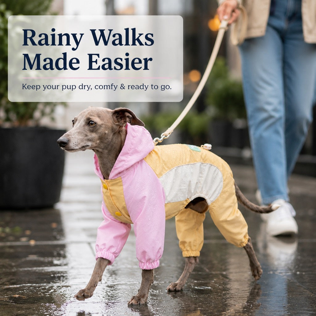 Paws in Awe Waterproof Dog Rain Suit for Rainy Walks - Full-Body Mud & Splash Protection image 3