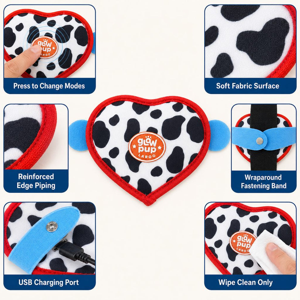 Rechargeable heart pet visibility light for evening walks