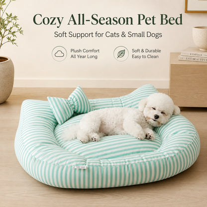 Paws in Awe All-Season Bolster Pet Bed with Pillow for Cats & Small Dogs - Soft Raised-Edge Support for Indoor Naps image 2