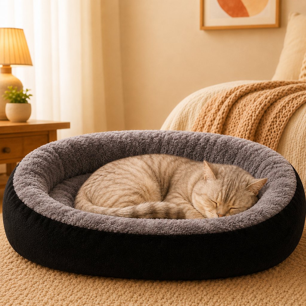 Paws in Awe Cozy Oval Bolster Pet Bed for Cats & Dogs, Fleece or All-Season Indoor Bed for Cold Floors image 12