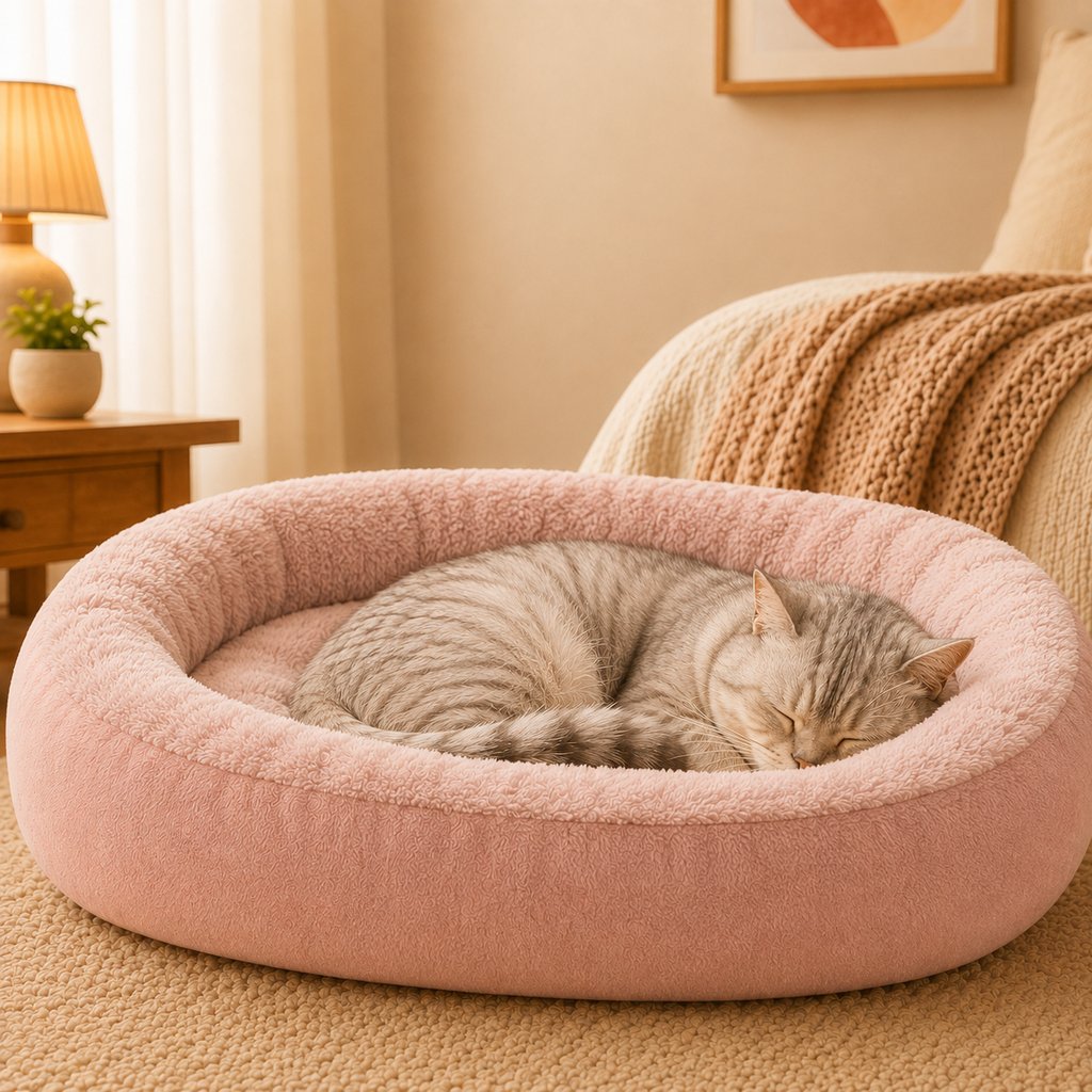 Paws in Awe Cozy Oval Bolster Pet Bed for Cats & Dogs, Fleece or All-Season Indoor Bed for Cold Floors image 8