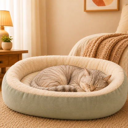 Paws in Awe Cozy Oval Bolster Pet Bed for Cats & Dogs, Fleece or All-Season Indoor Bed for Cold Floors image 9
