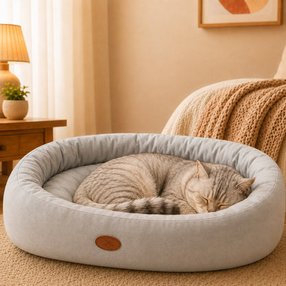 Paws in Awe Cozy Oval Bolster Pet Bed for Cats & Dogs, Fleece or All-Season Indoor Bed for Cold Floors image 15