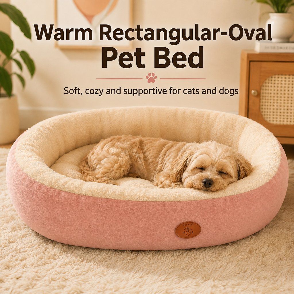 Paws in Awe Cozy Oval Bolster Pet Bed for Cats & Dogs, Fleece or All-Season Indoor Bed for Cold Floors image 4