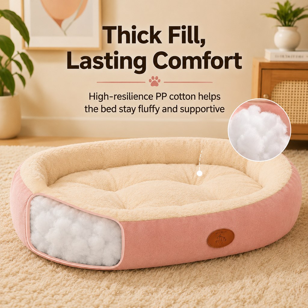 Paws in Awe Cozy Oval Bolster Pet Bed for Cats & Dogs, Fleece or All-Season Indoor Bed for Cold Floors image 6