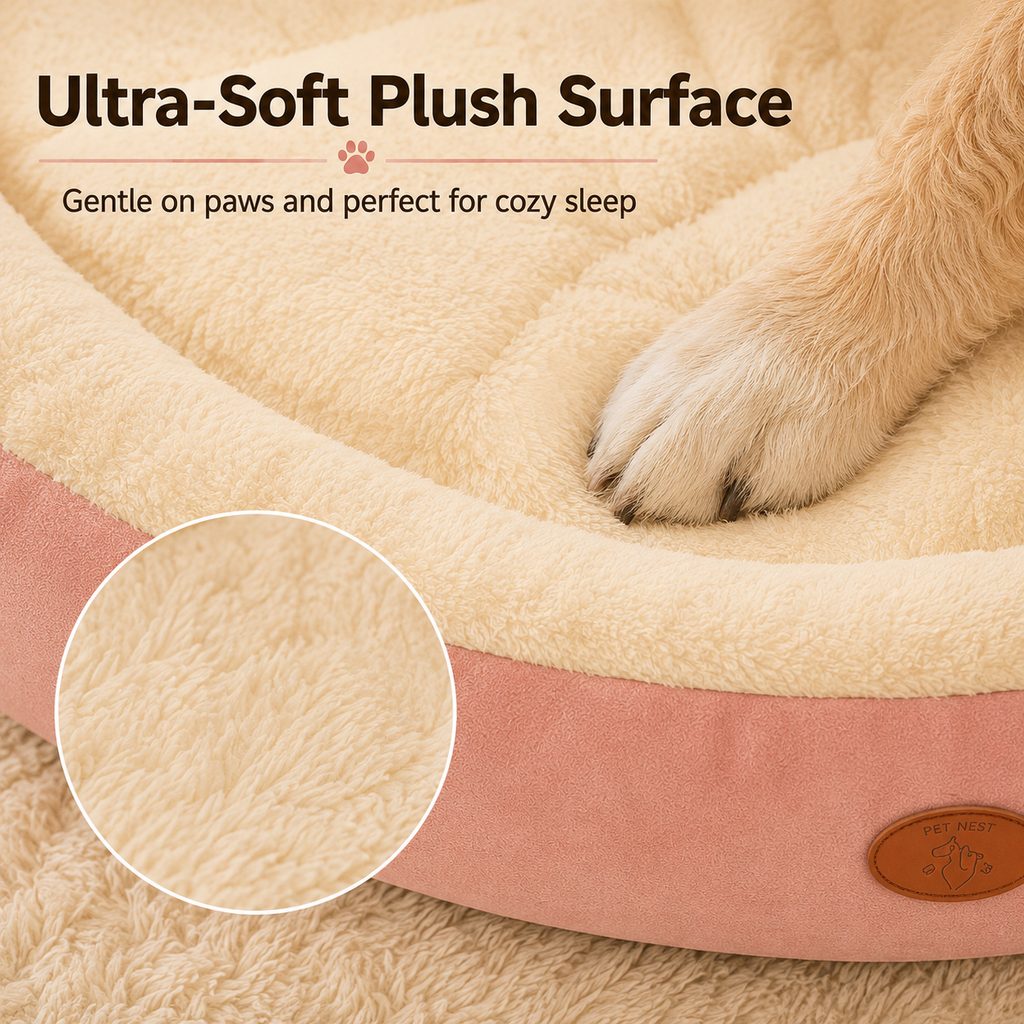 Paws in Awe Cozy Oval Bolster Pet Bed for Cats & Dogs, Fleece or All-Season Indoor Bed for Cold Floors image 3