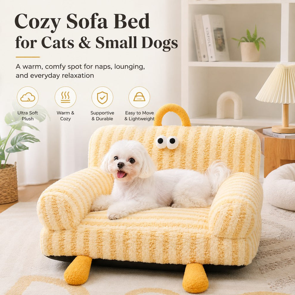 Paws in Awe Cozy Pet Sofa Bed for Cats & Small Dogs - Warm Indoor Lounger with Winter & All-Season Options image 2