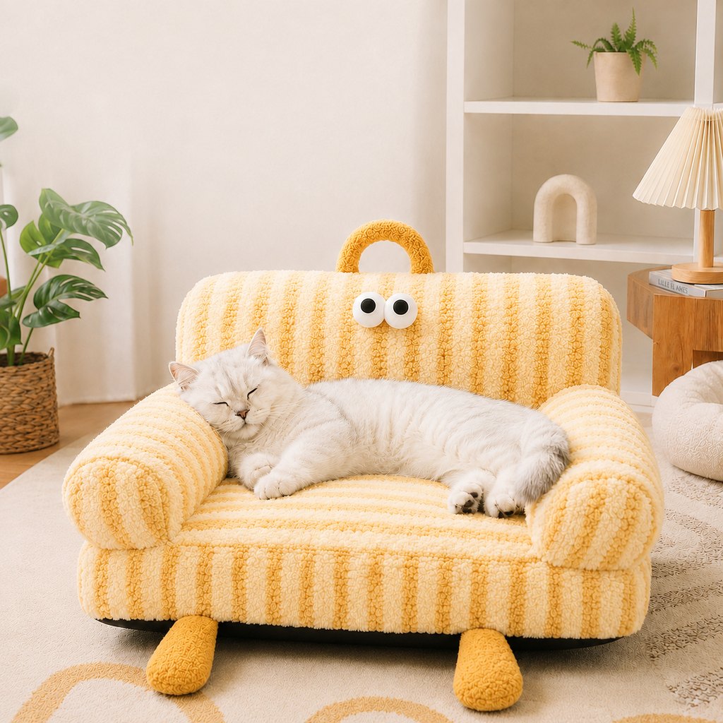 Paws in Awe Cozy Pet Sofa Bed for Cats & Small Dogs - Warm Indoor Lounger with Winter & All-Season Options image 1