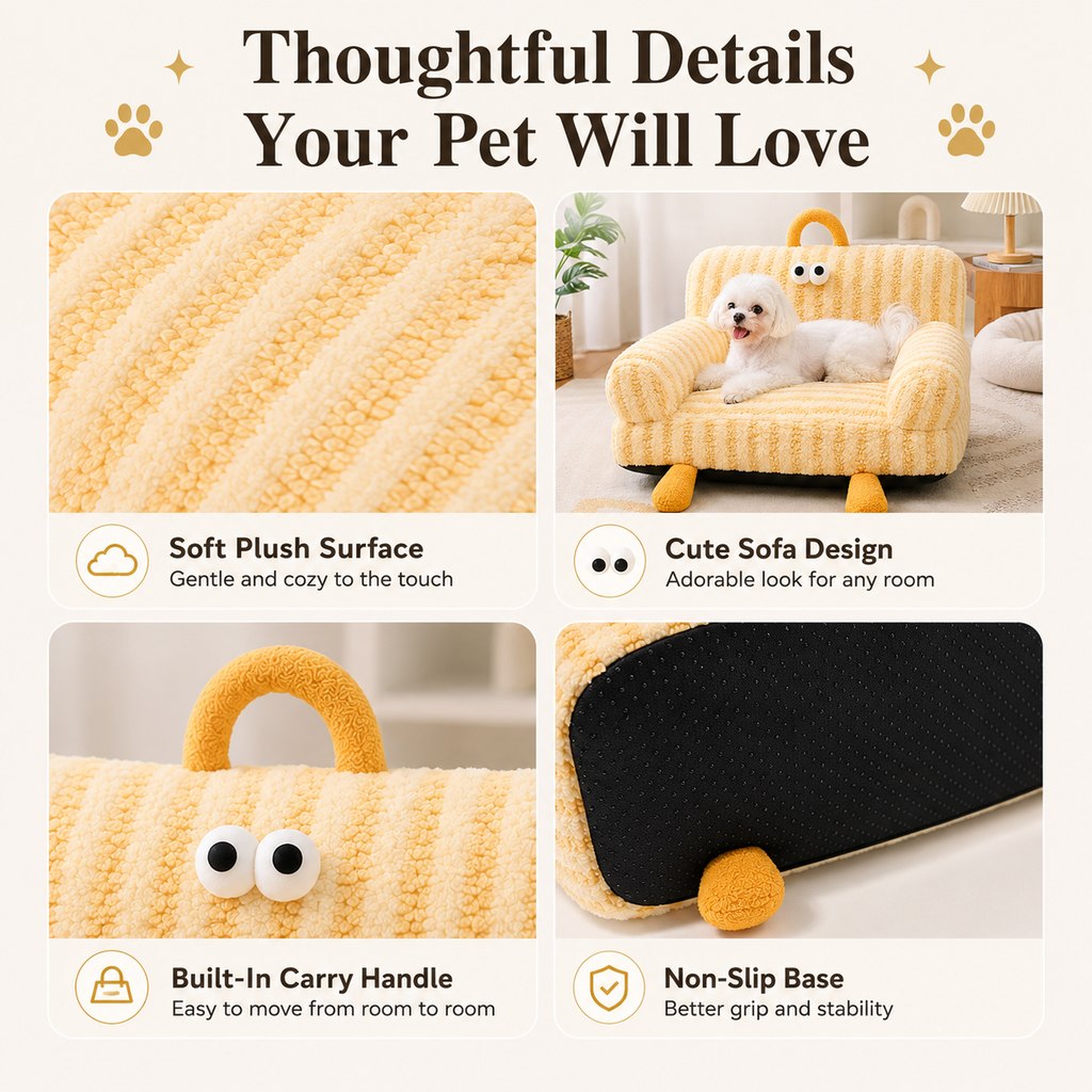 Paws in Awe Cozy Pet Sofa Bed for Cats & Small Dogs - Warm Indoor Lounger with Winter & All-Season Options image 7