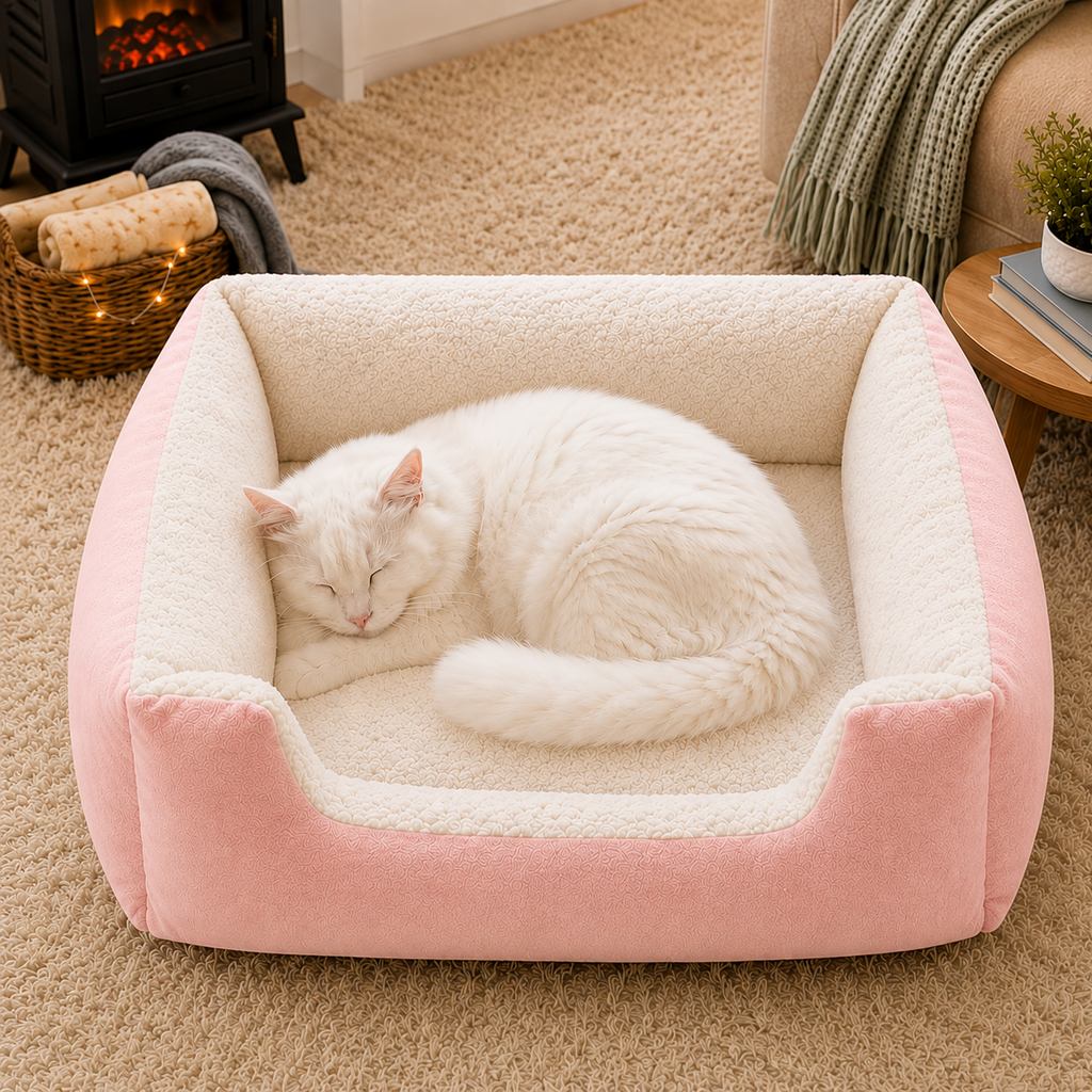 Paws in Awe Cozy Plush Bolster Pet Bed for Cats & Dogs - Warm Raised-Side Bed with Easy Step-In Entry image 5