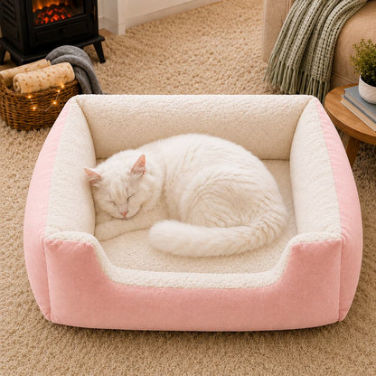 Paws in Awe Cozy Plush Bolster Pet Bed for Cats & Dogs - Warm Raised-Side Bed with Easy Step-In Entry image 5