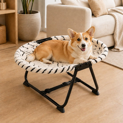 Complete elevated pet cot with cozy plush cover