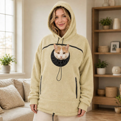 Cream hands-free pet carrier hoodie