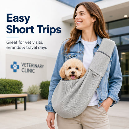 Paws in Awe Crossbody Pet Sling Carrier for Small Dogs & Cats - Breathable Hands-Free Travel Bag for Walks, Errands & Vet Visits image 3