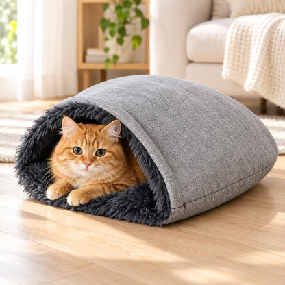 heather gray self warming cat sleeping bag one pack