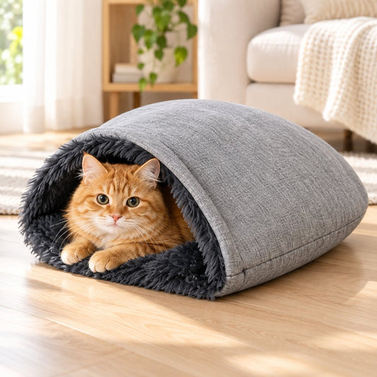 heather gray self warming cat sleeping bag one pack
