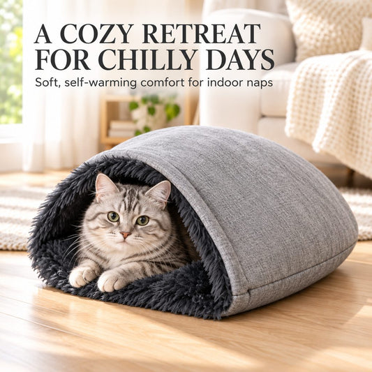 cozy self warming cat cave bed for chilly indoor days