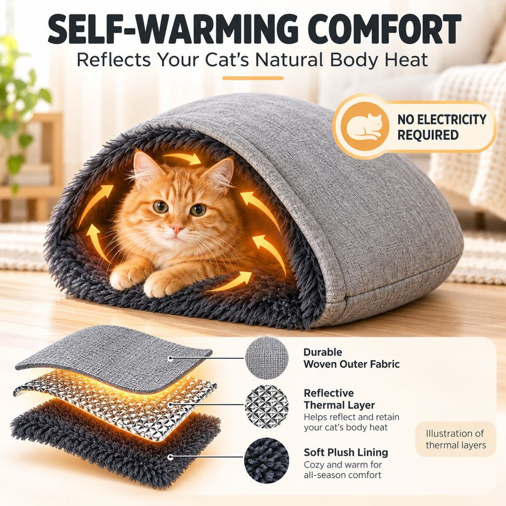 non electric self warming cat bed heat reflective layer