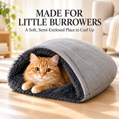 semi enclosed cat burrow bed for indoor cats