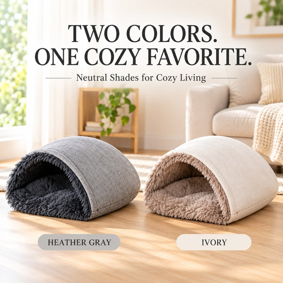 heather gray and ivory self warming cat bed colors