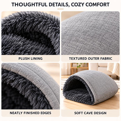 plush lining woven fabric and finished edge cat bed details