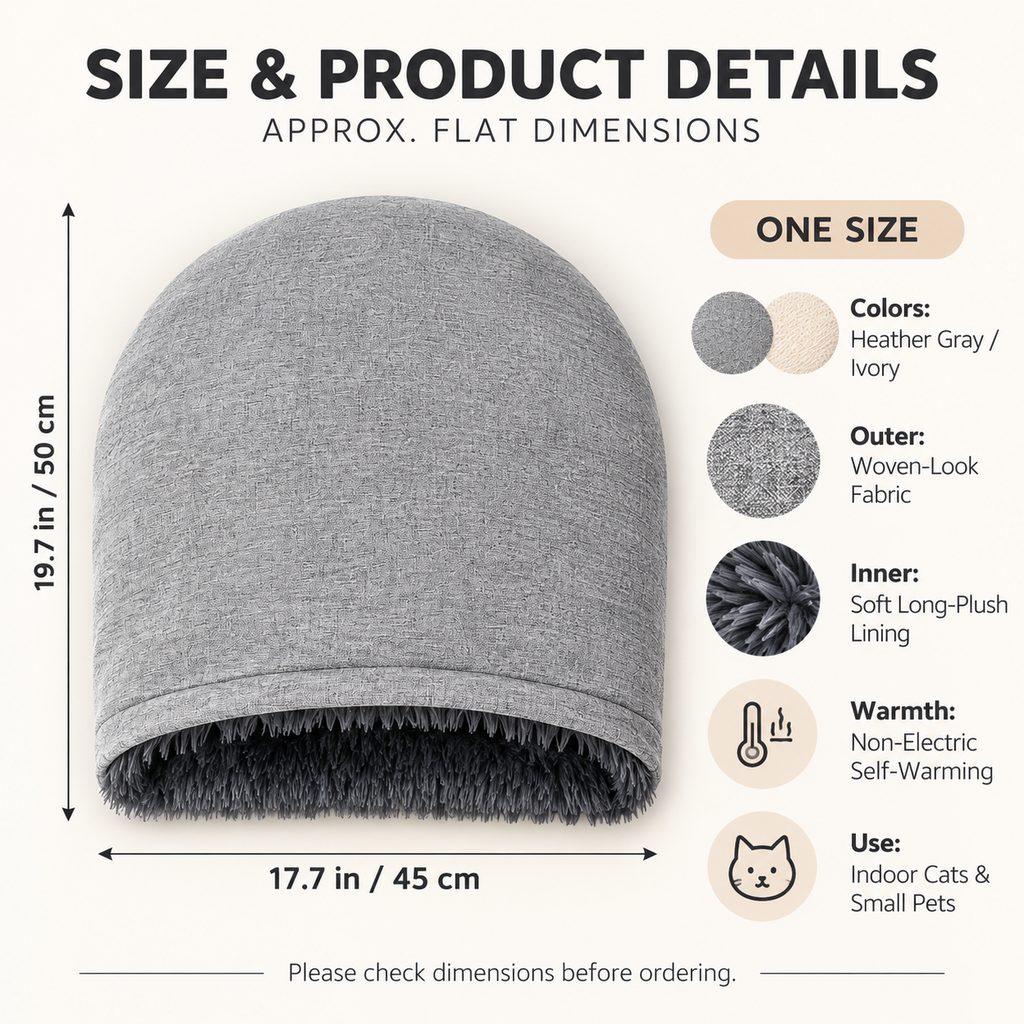 self warming cat sleeping bag size and product details