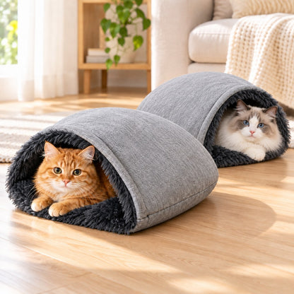 heather gray self warming cat sleeping bag two pack