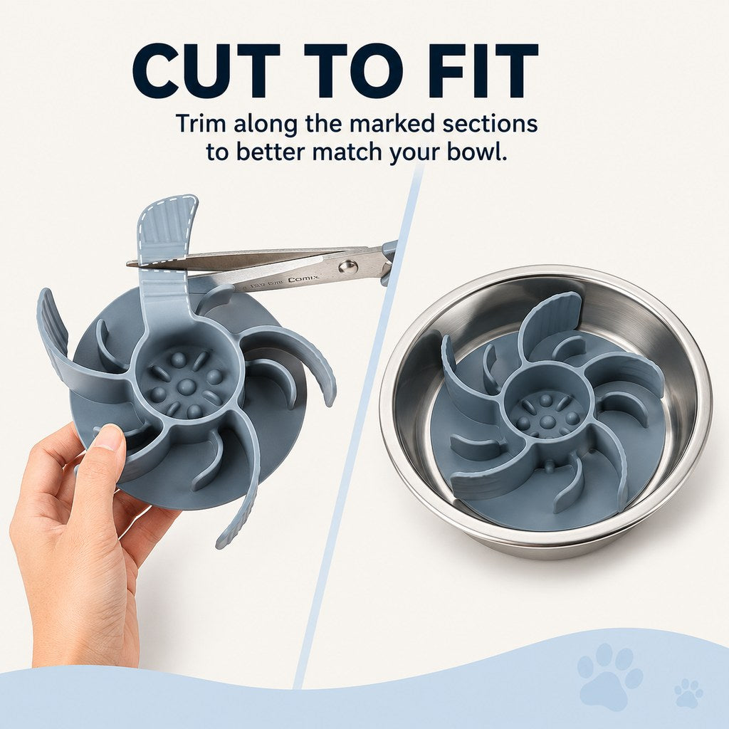Paws in Awe Cut-to-Fit Slow Feeder Insert & Stainless Steel Bowl Set for Fast-Eating Dogs & Cats image 4