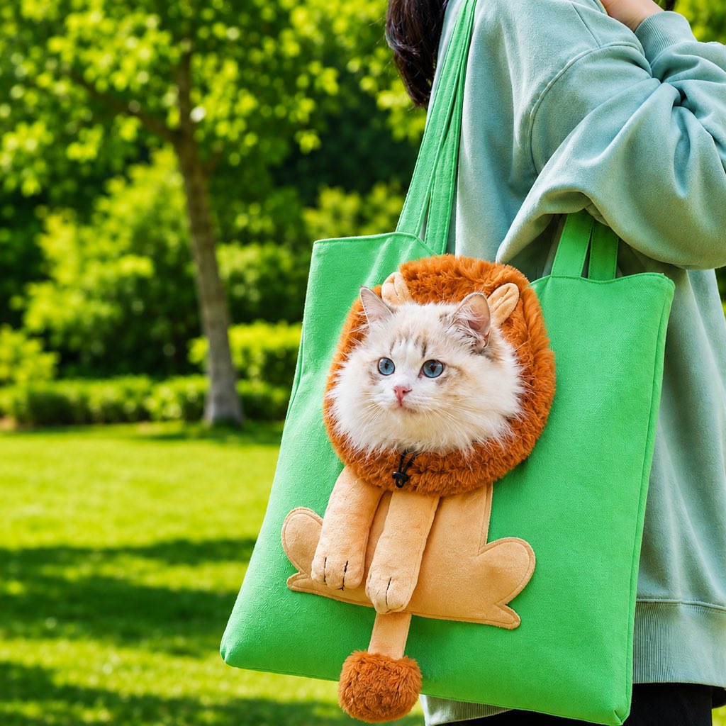 Paws in Awe Head-Out Cat Carrier Tote for Walks & Vet Visits - Lightweight Canvas Pet Bag for Cats & Small Dogs image 19