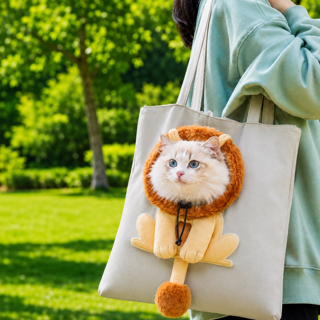 Paws in Awe Head-Out Cat Carrier Tote for Walks & Vet Visits - Lightweight Canvas Pet Bag for Cats & Small Dogs image 18