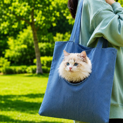 Paws in Awe Head-Out Cat Carrier Tote for Walks & Vet Visits - Lightweight Canvas Pet Bag for Cats & Small Dogs image 17