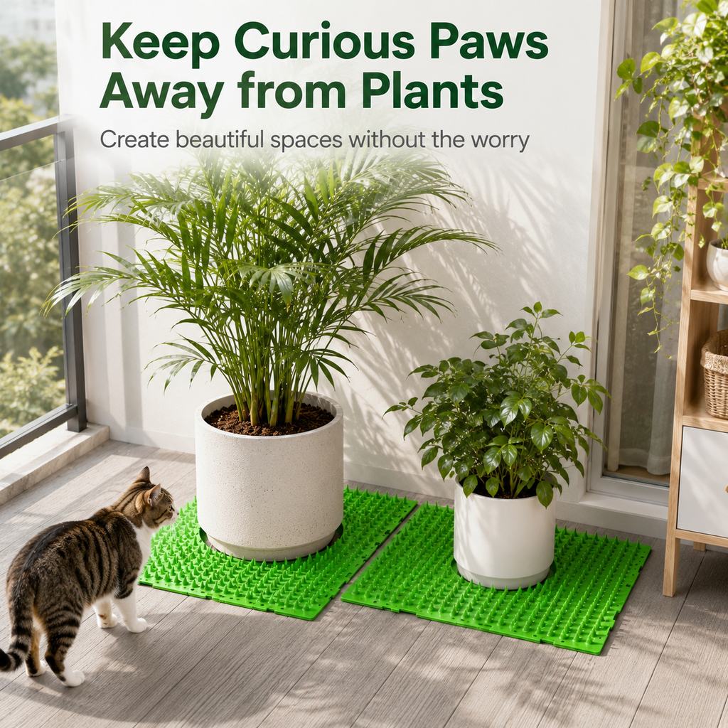 Paws in Awe 2-Pack Green Cut-to-Fit Cat Deterrent Mat for Sofas, Plants & Balconies - Helps Protect Furniture from Scratching, Digging & Curious Paws image 3