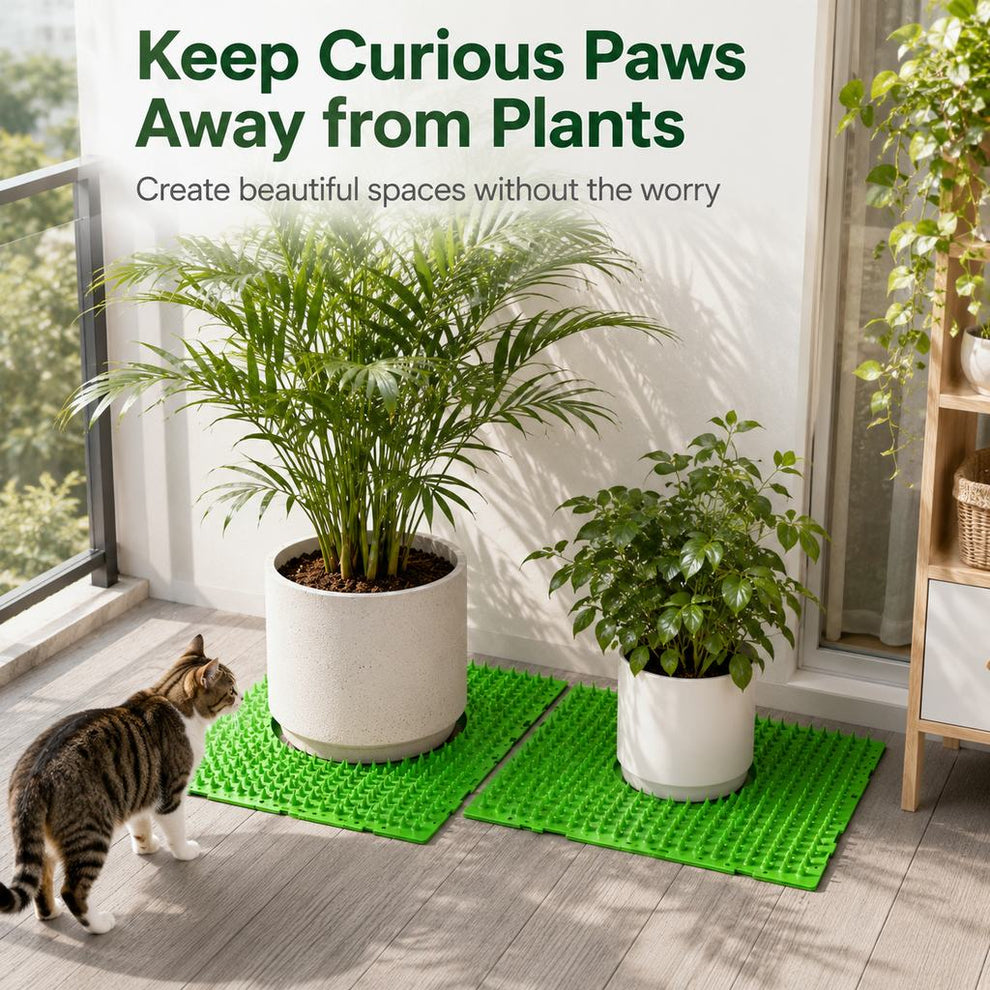 Paws in Awe 2-Pack Green Cut-to-Fit Cat Deterrent Mat for Sofas, Plants & Balconies - Helps Protect Furniture from Scratching, Digging & Curious Paws image 3