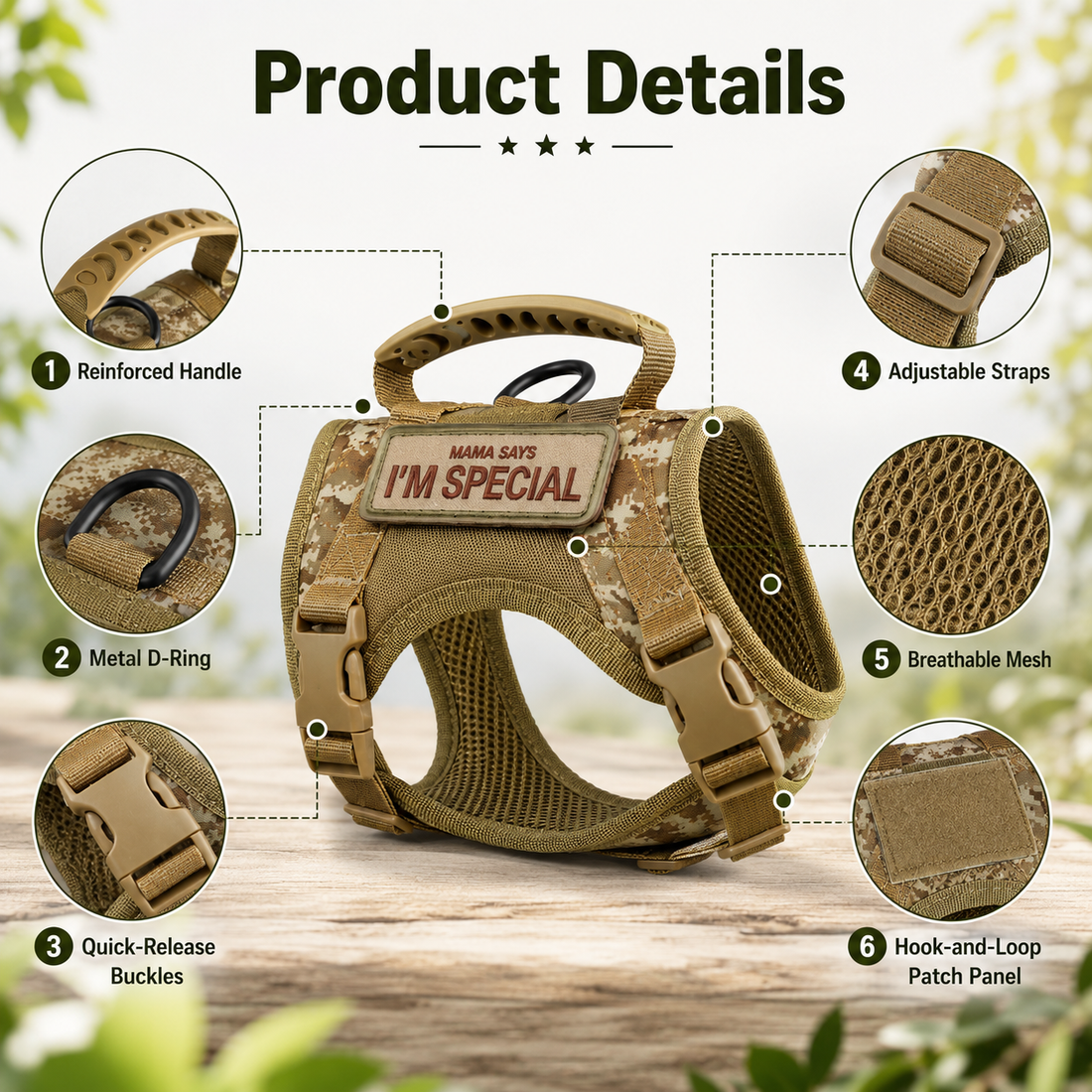 Paws in Awe Tactical Cat Harness with Leash for Outdoor Walks, Adjustable Escape-Resistant Vest for Cats image 3