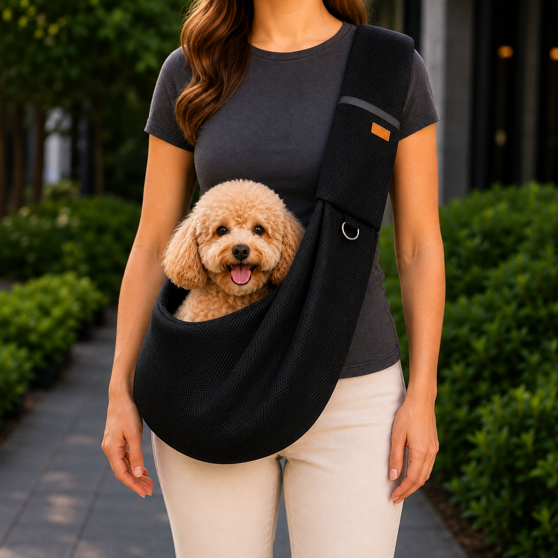 Paws in Awe Crossbody Pet Sling Carrier for Small Dogs & Cats - Breathable Hands-Free Travel Bag for Walks, Errands & Vet Visits image 12