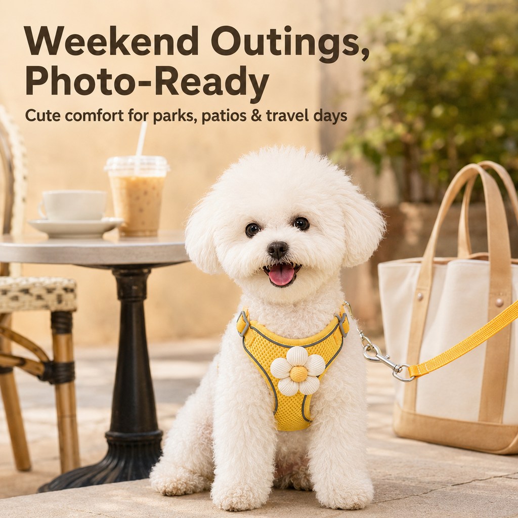 Paws in Awe Daisy Pet Harness & Leash Set for Daily Walks - Adjustable, Breathable Comfort for Small Dogs & Cats image 3