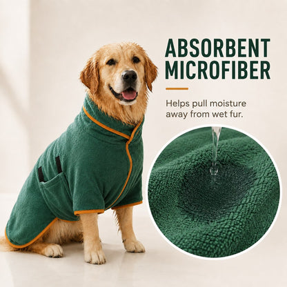Dark Green microfiber dog bathrobe SKU image