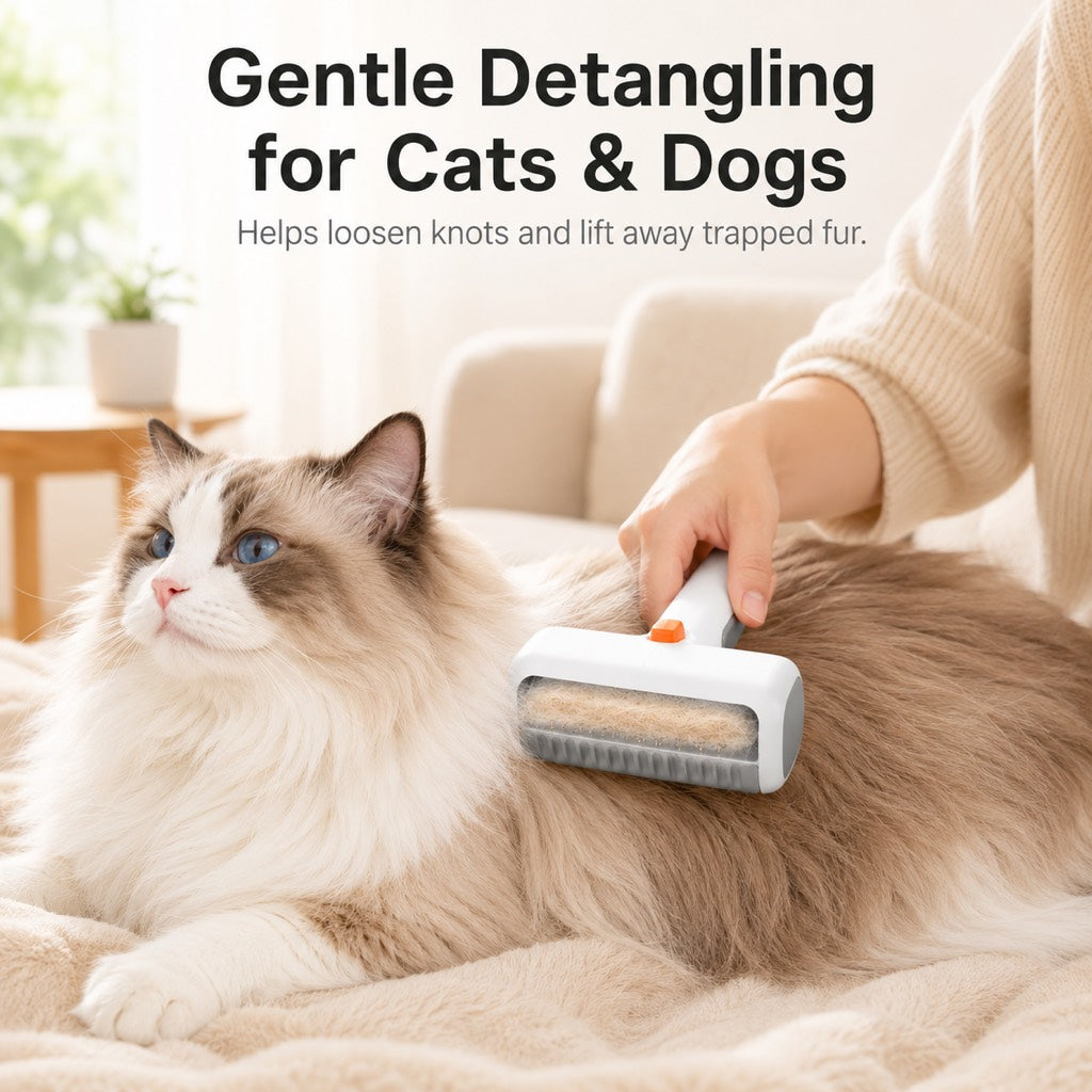 Dematting brush for light tangles in pet coats