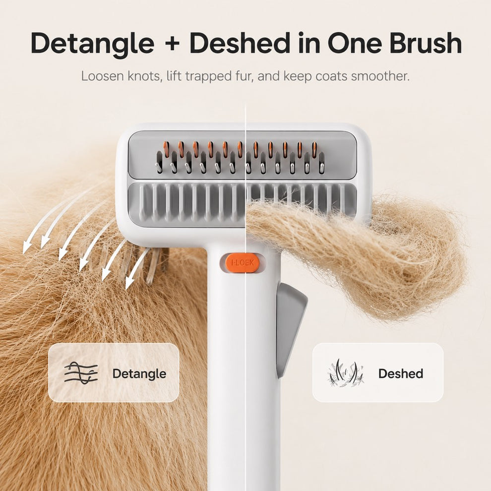 Deshedding brush for loose fur and shedding season