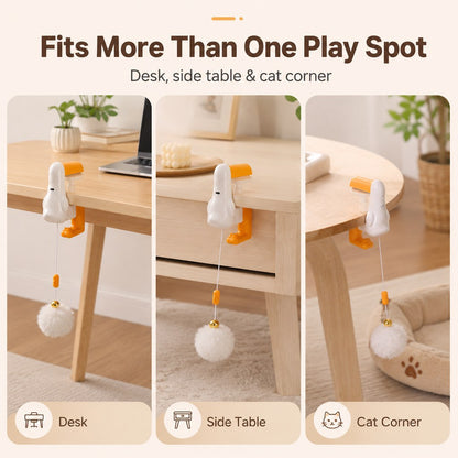 Desk clamp cat toy can fit desk side table or cat corner play spots