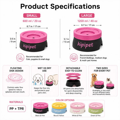 Detachable floating disk water bowl for easy rinsing
