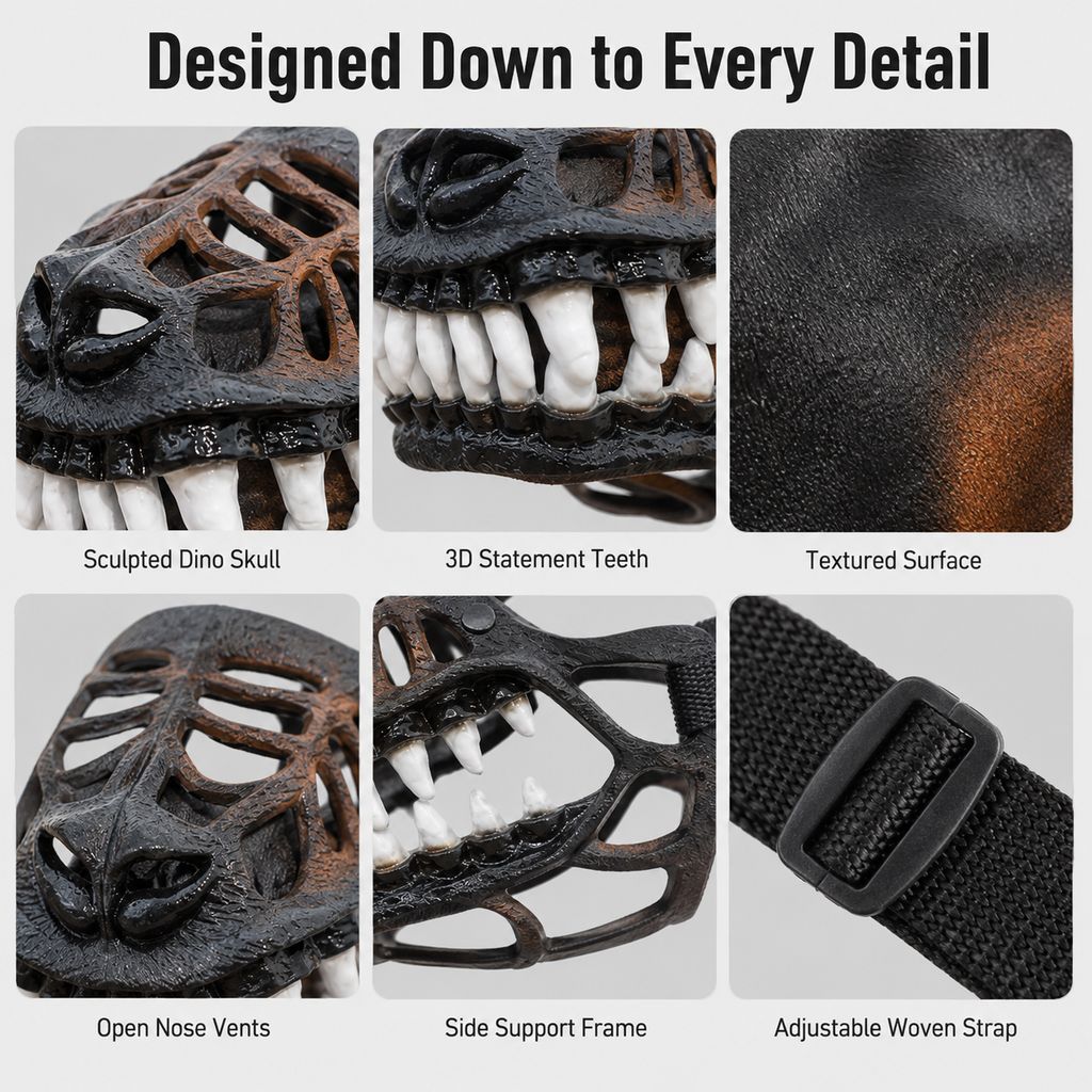Dinosaur dog muzzle costume accessory detail features