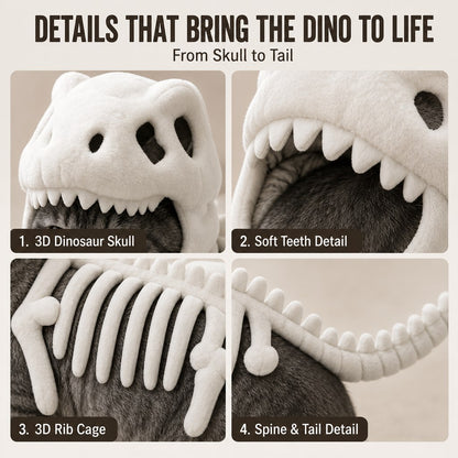 Paws in Awe Plush Dinosaur Skeleton Pet Costume for Cats & Dogs - Face-Open Halloween Outfit for Parties & Photos image 3