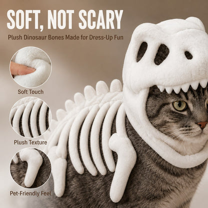 Paws in Awe Plush Dinosaur Skeleton Pet Costume for Cats & Dogs - Face-Open Halloween Outfit for Parties & Photos image 7