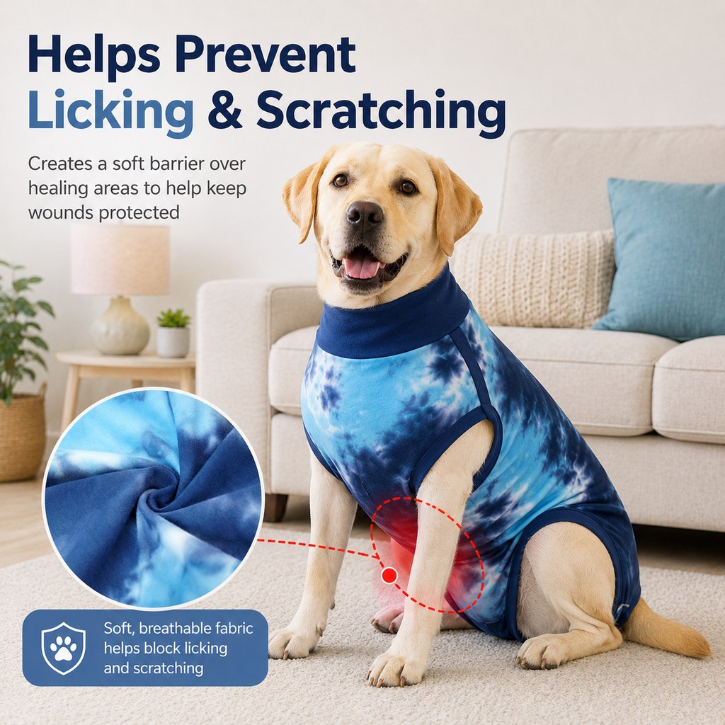 Paws in Awe Dog Post Surgery Recovery Suit - Soft Anti-Lick Protective Onesie for Spay Neuter Recovery image 5