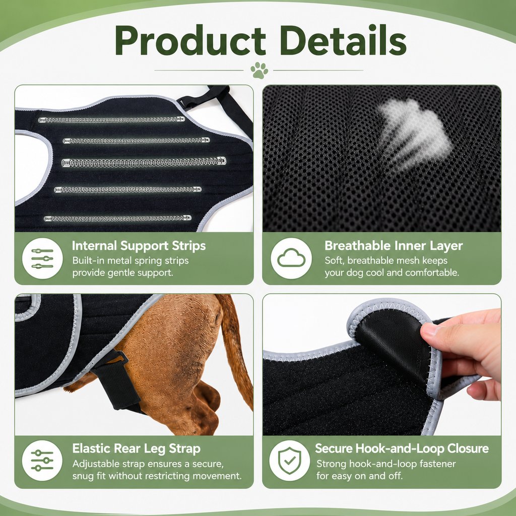 Paws in Awe Dog Back Support Vest for Daily Walks & Home Recovery - Adjustable Support for Long-Backed and Senior Dogs image 9